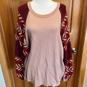 Free people thermal mixed material long sleeve